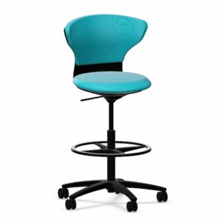 Turn around high desk chair türkisblau
