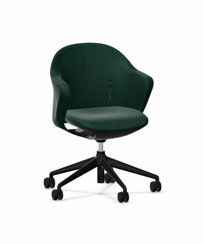 Bürostuhl_se:flair_membran_tannengrün_Sitzpolster_tannengrün_Kunststofffuß_schwarz_vorne
