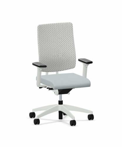 Bürostuhl_black Dot Air_membran_grau_Sitzpolster_grau_Kunststofffuß_grau_vorne