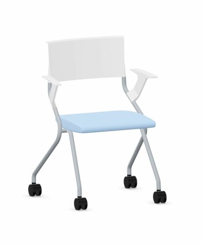 Besucherstuhl_FlipFlap_Sitzpolster_hellblau_aluminiumgestell_vorne