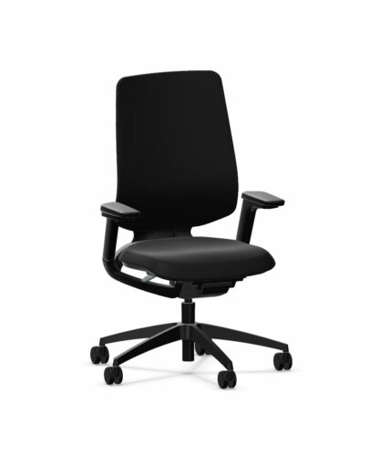 Bürostuhl_se:flex_membran_dunkelgrau_Sitzpolster_dunkelgrau_Aluminiumfuß_schwarz_vorne