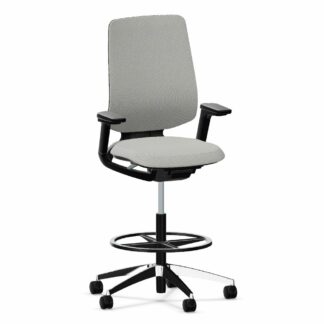Bürostuhl_se:flex_Counter_membran_grau_Sitzpolster_grau_Aluminiumfuß_poliert_vorne
