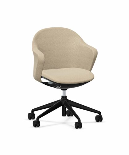 Bürostuhl_se:flair_membran_beige_Sitzpolster_beige_Kunststofffuß_schwarz_vorne