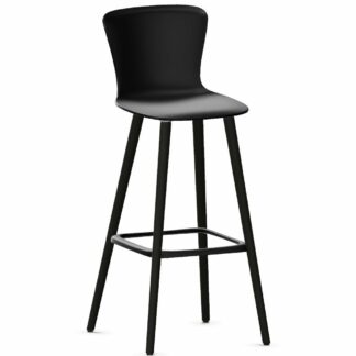 Barhocker_se:spot_Sitzfläche_schwarz_Holzgestell_Buche_schwarz_Kunststoffgleiter_vorne