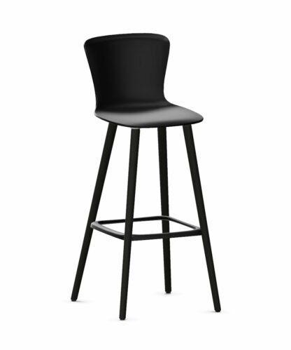 Barhocker_se:spot_Sitzfläche_schwarz_Holzgestell_Buche_schwarz_Kunststoffgleiter_vorne