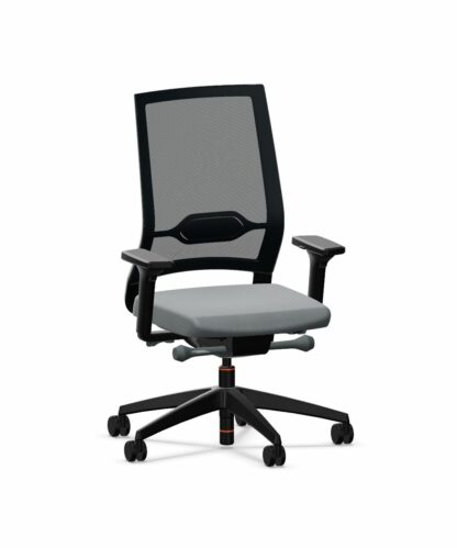 Bürodrehstuhl_quarterback_2_membran_anthrazit_Sitzpolster_mittelgrau_Kunststofffuß_schwarz_vorne
