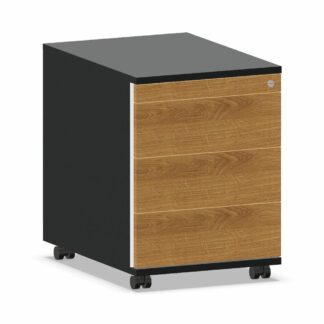 Rollcontainer 9 HE graphitschwarz/Eiche
