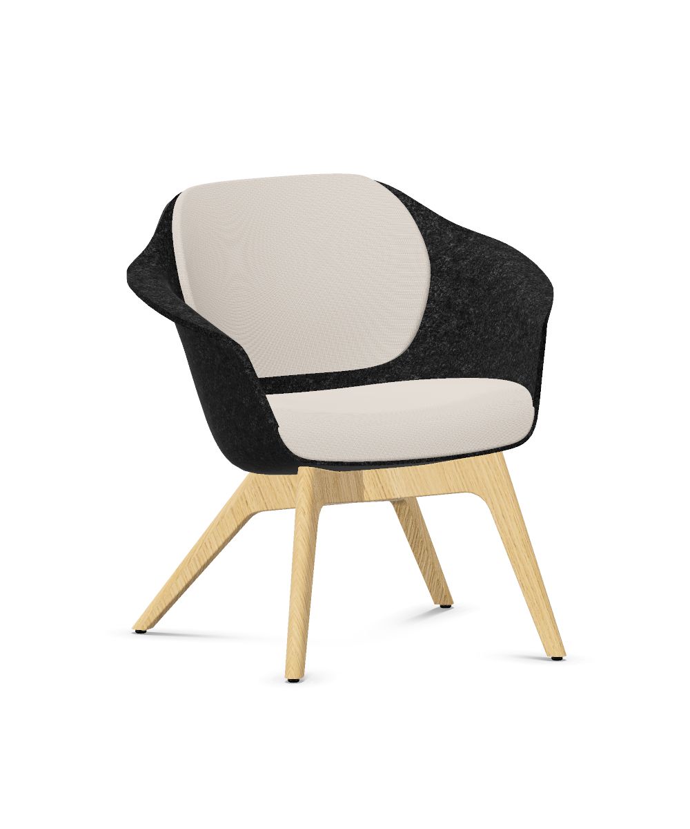 se:lounge Vierfußstuhl mit Holzgestell anthrazit/beige